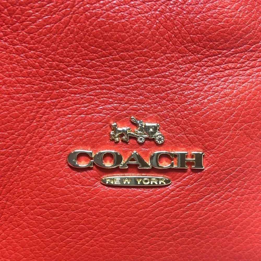COACH Madison Phoebe Tumbled Cardinal Red Leather 3 Section Shoulder Bag NWT